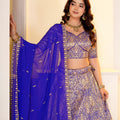 Majestic Royal Blue Brocade Designer Lehenga Choli with Jacquard and Weaving Work
