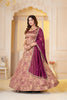 Captivating Wine Brocade Designer Lehenga Choli with Jacquard and Weaving Work