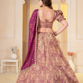 Captivating Wine Brocade Designer Lehenga Choli with Jacquard and Weaving Work