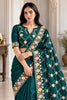 Stylish Teal Green Ho Silk Saree Embroidery Work for Women