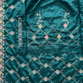 Stylish Teal Green Ho Silk Saree Embroidery Work for Women