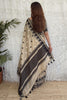 Stylish Beige Cotton Saree with Thread Embroidery Work for Women