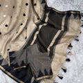 Stylish Beige Cotton Saree with Thread Embroidery Work for Women
