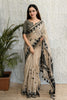 Stylish Beige Cotton Saree with Thread Embroidery Work for Women