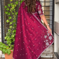 Elegant Wine Cotton Saree with Thread Embroidery Work for Women