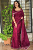 Elegant Wine Cotton Saree with Thread Embroidery Work for Women