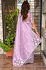 Graceful Lavender Cotton Saree with Thread Embroidery Work for Women