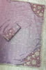 Graceful Lavender Cotton Saree with Thread Embroidery Work for Women