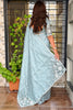 Serene Sky Blue Cotton Saree with Thread Embroidery Work for Women