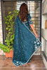 Striking Teal Blue Cotton Saree with Thread Embroidery Work for Women