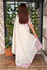 Lustrous Cream Cotton Saree with Thread Embroidery Work for Women