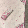 Lustrous Cream Cotton Saree with Thread Embroidery Work for Women