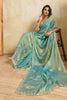 Sea Green Teal Dual Tone Designer Saree Embroidery Sequin Georgette Saree