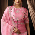 Elegant Pink Embroidered Designer Saree with Zari Border Blouse