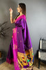 Royal Purple Soft Silk Saree with Pink Border and Designer Pallu