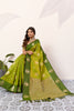 Olive Green Banarasi Silk Saree Gold Zari Motifs Rich Woven Pallu
