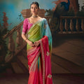 Multicolor Ombre Embroidered Silk Saree Festive Wear