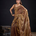 Bronze Gold Tissue Silk Saree with Zari Polka Butti Work