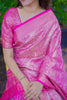 Luxury Rani Pink Banarasi Silk Saree with All-Over Floral Zari Weaving