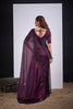 Wine Purple Organza Saree Black Floral Embroidery Designer Saree