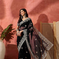 Black Embroidered Georgette Saree with Designer Border Party Wear Saree