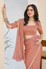 Dusty Rose Designer Saree Pearl Lace Border Ready To Wear