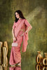 Peach Pink Organza Ready To Wear Saree Designer Sequins Lace Border