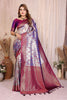 Silver Purple Banarasi Silk Saree with Rich Zari Weaving and Contrast Pallu 