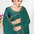 Green Silk Saree Zari Embroidered Border Buti  Designer with Blouse
