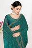 Green Silk Saree Zari Embroidered Border Buti  Designer with Blouse