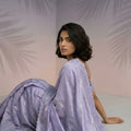 Lavender Silk Saree with Embroidered Border Designer Blouse