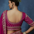 Luxury Rani Pink Embroidered Saree with Designer Blouse