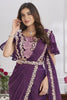 Elegant Wine Purple Designer Saree with Floral Embroidered Blouse