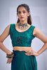 Peacock Green Organza Saree Black Floral Embroidery Designer Saree