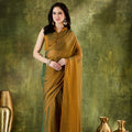 Mustard Yellow Olive Green Dual Tone Saree Designer Party Wear Saree