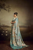 Sea Green Linen Silk Saree Floral Digital Print Designer Tassel Pallu