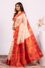 Off White Paithani Silk Saree with Coral Orange Zari Border and Traditional
