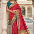 Rani Pink Paithani Silk Saree Rich Zari Floral Border Peacock Pallu