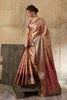 Royal Beige Banarasi Silk Saree with Pink Zari Border Floral Weaving Saree