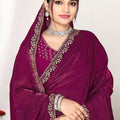 Wine Magenta Silk Saree with Rich Golden Zari Border Designer Saree