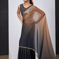 Elegant Black Copper Dual Tone Saree with Designer Border