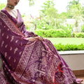 Wine Purple Cotton Silk Saree with Traditional Woven Border