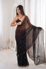 Black Organza Saree Golden Butti Work Embroidered Border
