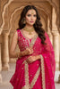 Rani Pink Organza Saree Golden Embroidered Border Designer Blouse