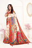White Multicolor Printed Saree with Paisley Design Saree