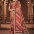  Red Orange Saree Traditional Banarasi Saree Festive Wear