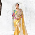 Elegant Yellow Premium Luxe Silk Organza Saree Embroidery Work for Women