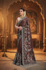 Brown Embroidered Silk Saree  Designer Blouse