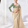 Awesome Beige Premium Luxe Silk Organza Saree Blouse for Women