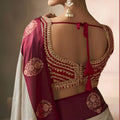 Cream Silk Saree with Maroon Border Rich Zari